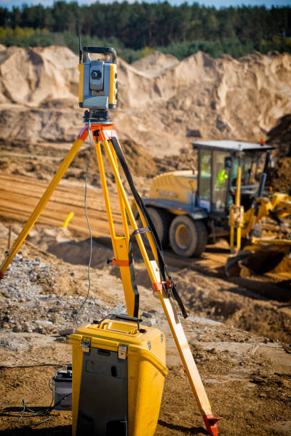 istock Landsurveyor equipment on a highway construction site 1269817643