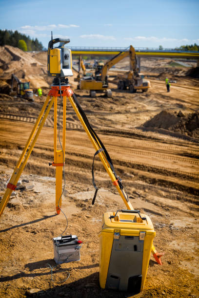 istock Landsurveyor equipment on a highway construction site 1269820264