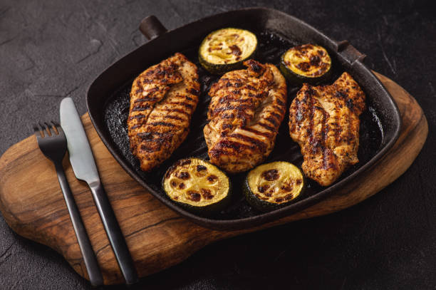 istock Grilled chicken breasts and zucchini. 1269823828