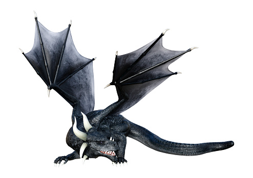 3D rendering of a fantasy dragon isolated on white background