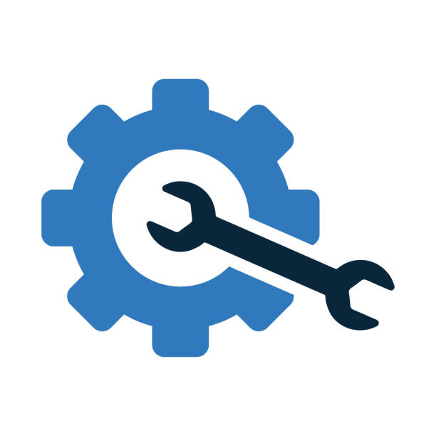 ilustrações, clipart, desenhos animados e ícones de engrenagem, opções, ícone de configuração. vetor editável isolado em um fundo branco - wrench screwdriver work tool symbol