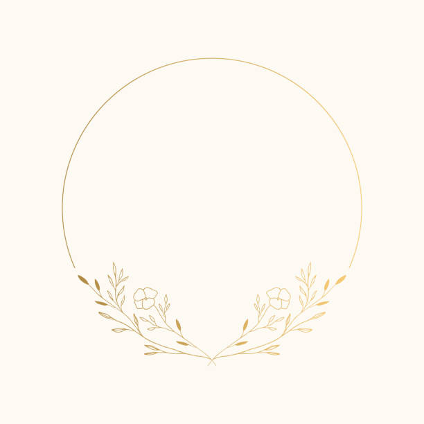 istock Elegant golden frame with hand drawn flowers and leaves. Vector isolated illustration. 1269825033