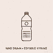 istock Hand Drawn Recyclable Plastic Water Bottle Line Icon with Editable Stroke 1269828587
