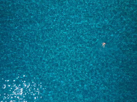 stunning view from above of sea like a swimming pool - background and body copy - negative space - holiday travel concept