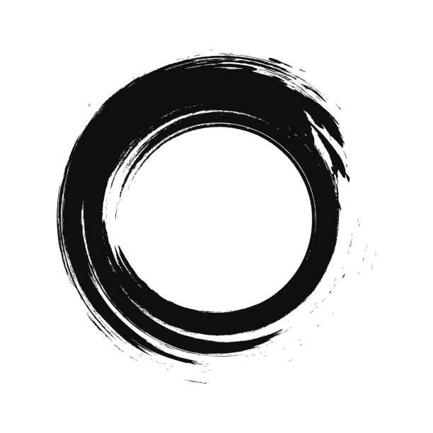 istock vector brush strokes circles of paint on white background. Ink hand drawn paint brush circle. Logo, label design element vector illustration. Black abstract grunge circle. Frame 1269831252