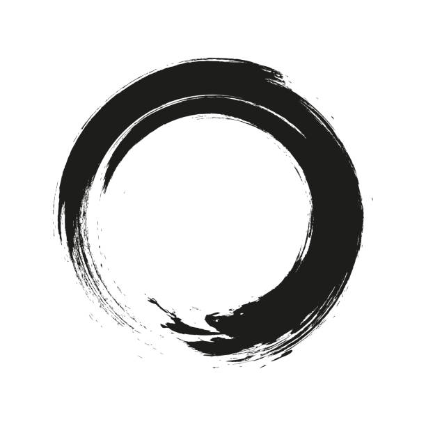 istock vector brush strokes circles of paint on white background. Ink hand drawn paint brush circle. Logo, label design element vector illustration. Black abstract grunge circle. Frame 1269831257