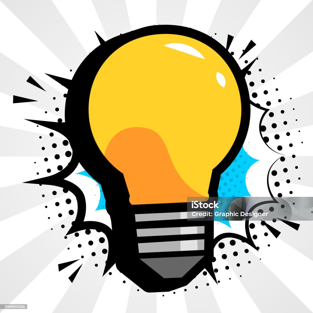 Idea Or Concept Vector With Light Bulb And Exclamation Point In Cartoon Or  Toon Style Stock Illustration - Download Image Now - iStock