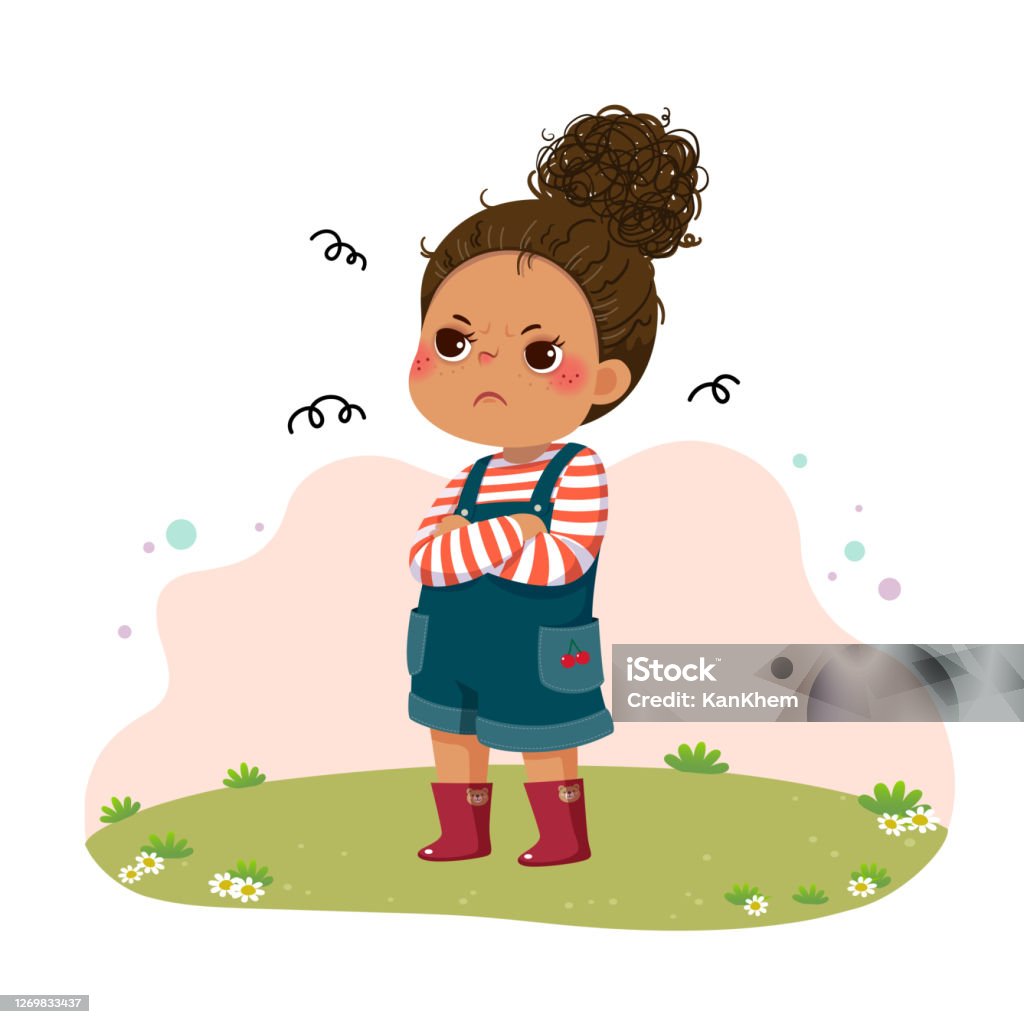 Ảnh Minh Họa Phim Hoạt Hình Cô Bé Sulky Đứng Với Hai Cánh Tay Chéo ...