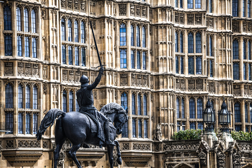 The Houses Of Parliament And Equestrian Statue In London, United Kingdom