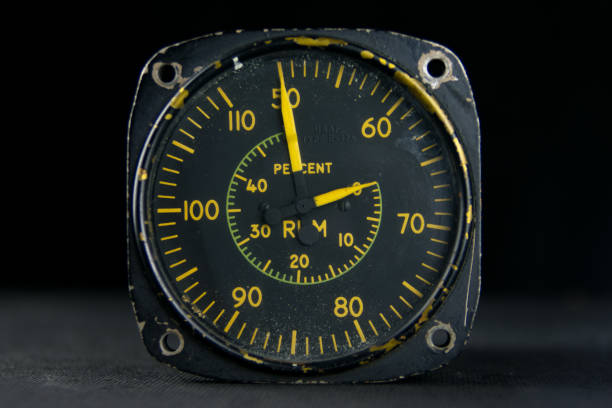 Vintage tachometer, speedometer from an airplane.