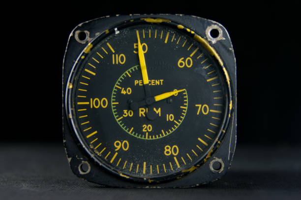 Vintage tachometer, speedometer from an airplane. stock photo