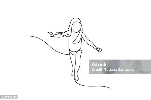 Running Child Stock Illustration - Download Image Now - Child, Line Art, Single Line