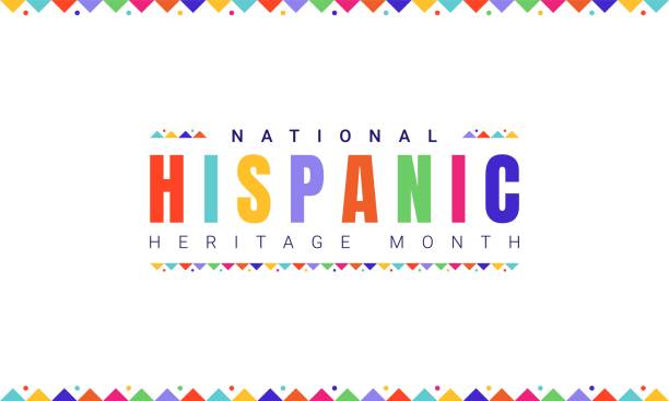 National Hispanic Heritage Month horizontal banner template with colorful text and flags on white background. Influence of Latin American heritage on a world culture. National Hispanic Heritage Month horizontal banner template with colorful text and flags on white background. Influence of Latin American heritage on a world culture. hispanic day illustrations stock illustrations