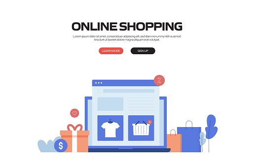 Online Shopping Concept Vector Illustration for Website Banner, Advertisement and Marketing Material, Online Advertising, Business Presentation etc.