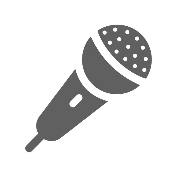 этап, значок речевого микрофона. вектор серого цвета изолирован на белом фоне - microphone stock illustrations