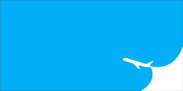 ilustrações de stock, clip art, desenhos animados e ícones de airplane fly vector blue sky background. air jet isolated. plane silhouette tourism flying travel banner. - air nature high up pattern