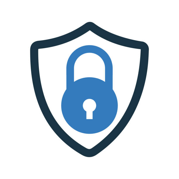 ilustrações de stock, clip art, desenhos animados e ícones de lock, protection, security icon. editable vector isolated on a white background - security