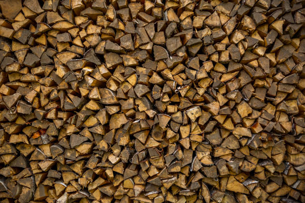 Chopped firewood background stock photo