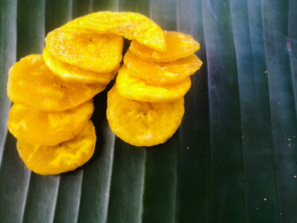 istock Onam special fried banana chips placed on a banana leaf. 1269851538