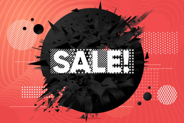 Discount and sale label. Abstract explosion circle with black particles. Bang futuristic design element with modern graphic. Design templates. Discount and sale label. Abstract explosion circle with black particles. Bang futuristic design element with modern graphic. Modern style. firework explosive material illustrations stock illustrations
