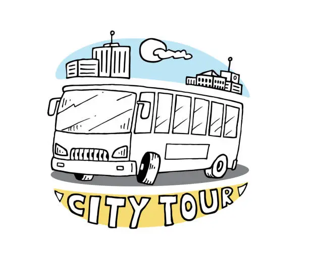 Vector illustration of Best City Tours poster illustration