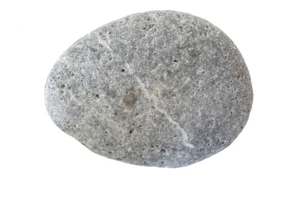 istock Isolated pebble stone cut out on white background in extreme resolution and macro detail. 1269855249