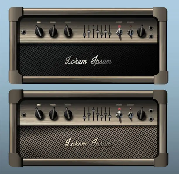 Vector illustration of Realistic guitar combo amp. Vector.