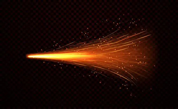 Vector illustration of Shower of fiery sparks from welding metal