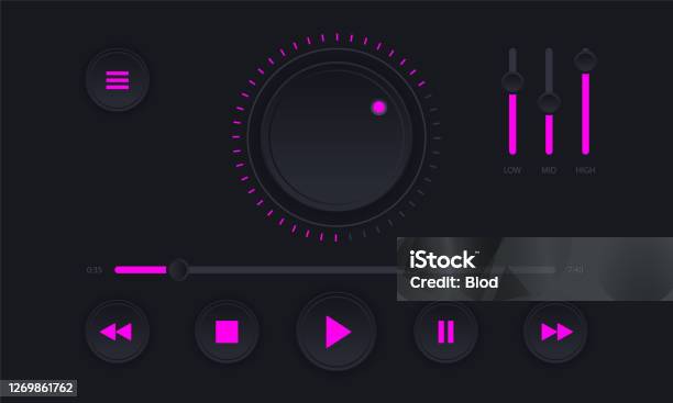 Audio Panel Color Modern Audio Player Interface Dark Color Audio Player Control Panel ...