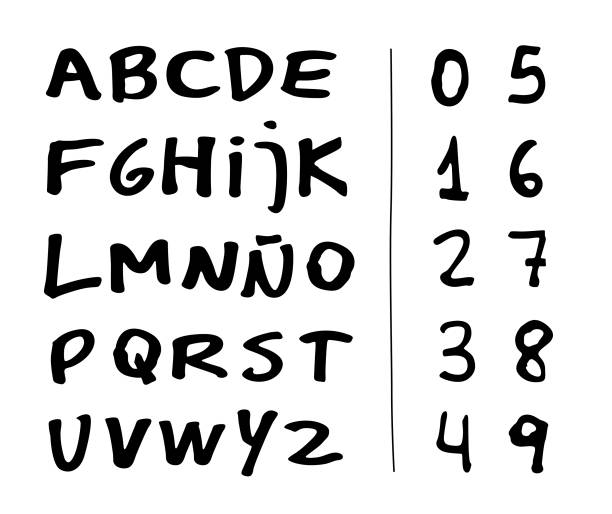 istock Collection of hand drawn alphabet and numbers, set. Typography, fonts. 1269861897
