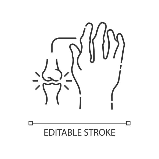 Rheumatoid arthritis linear icon Rheumatoid arthritis linear icon. Pathological disease. Damaged bones in hand. Thin line customizable illustration. Contour symbol. Vector isolated outline drawing. Editable stroke cartilage images stock illustrations