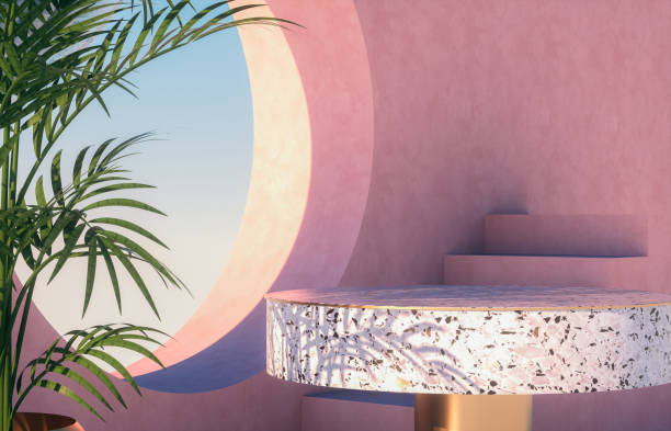 istock Natural beauty podium backdrop for product display with concrete and Terrazzo texture. 1269870442