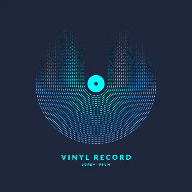 Vector illustration of Vinyl record. Poster of the sound wave. Vector illustratio