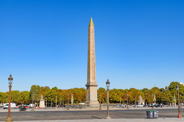 Place de la Concorde, the largest public square in Paris, France stock photo