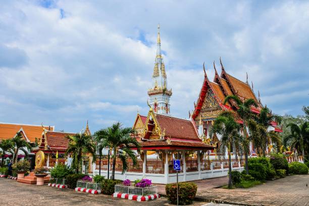 Thai chedi Phra That Anon at Wat Mahathat Temple, Yasothon,  Tha