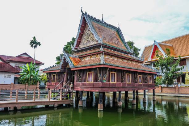 Thai chedi Phra That Anon at Wat Mahathat Temple, Yasothon,  Tha