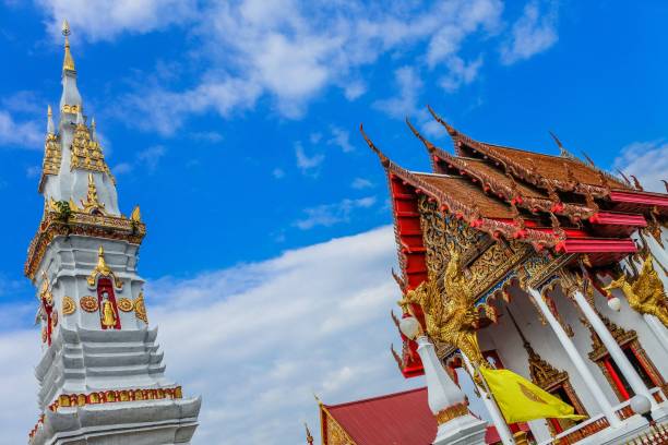 Thai chedi Phra That Anon at Wat Mahathat Temple, Yasothon,  Tha