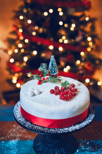 istock Fondant Christmas Cake with Dried Fruits and Nuts 1269882022