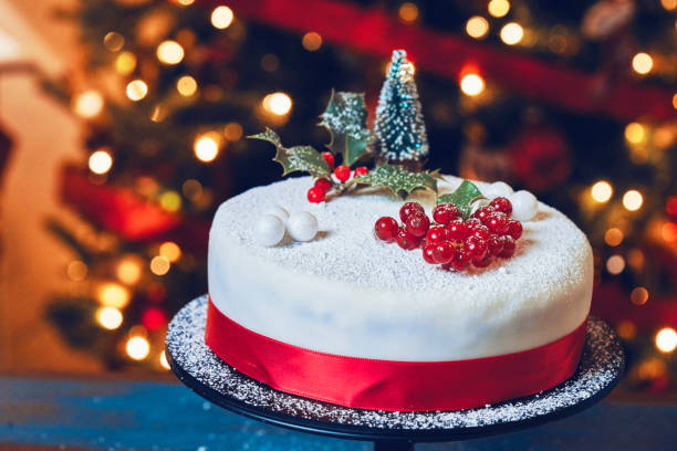 istock Fondant Christmas Cake with Dried Fruits and Nuts 1269882024