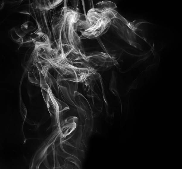 istock abstract fragment movement of white smoke on black background. 1269888657