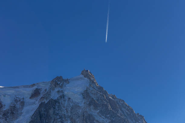 Close shot of Aiguille du Midi in Chamonix, France.