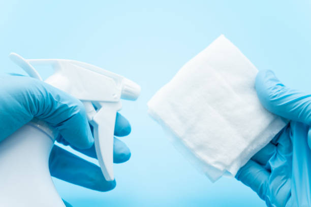 istock Image of alcohol disinfection,blue background 1269895138