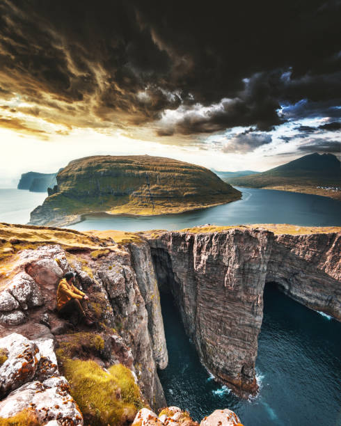 istock on top of the rock at faroe 1269895215