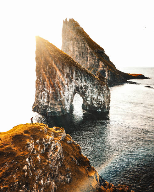 istock on top of the rock at faroe 1269895247