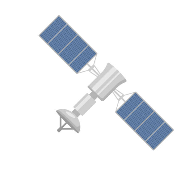 ikona satelity izolowana na białym tle. ilustracja wektorowa. - solar power station audio stock illustrations