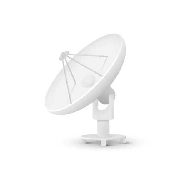 Vector illustration of Satellite dishes antenna isolated on white background. Vector illustration.