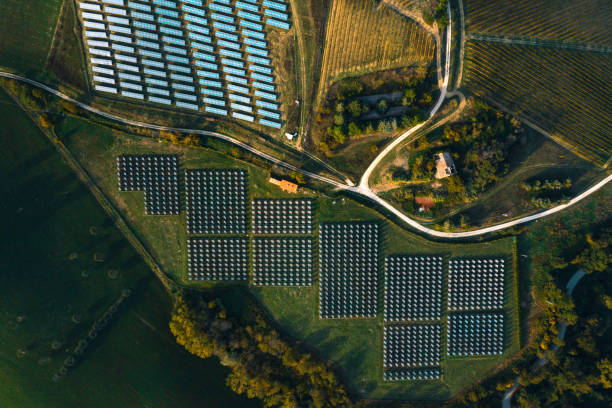 istock Renewable energies fields seen from above 1269895613