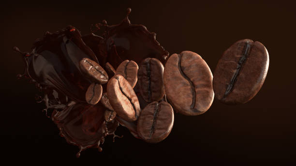 istock Arabica and Robusta coffee bean on splash coffee. 1269895632