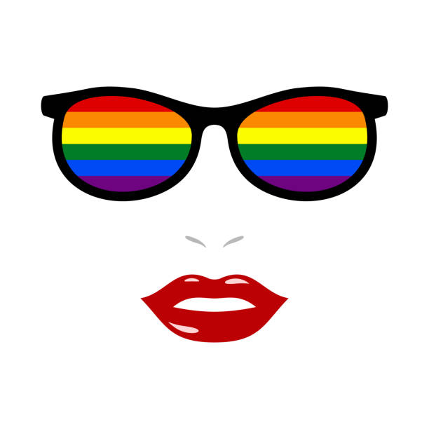 istock Woman lips and eyeglasses with lgbt flag 1269898841