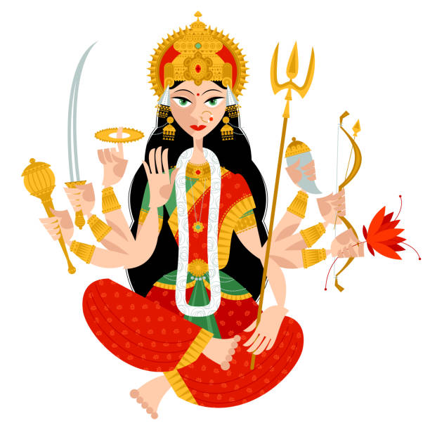 Indian Autumn Festival Navratri Durga Puja Goddess Durga Stock Illustration  - Download Image Now - iStock